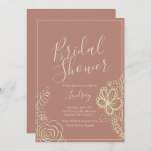 Bohemian Doodles Bridal Shower Earthy Tone Invitation