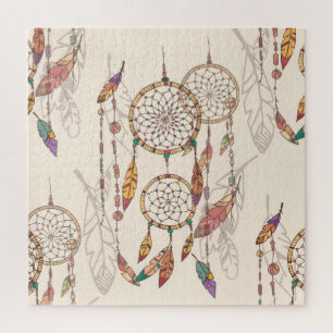 Bohemian Dream Catcher Seamless Hand-Drawn Jigsaw Puzzle