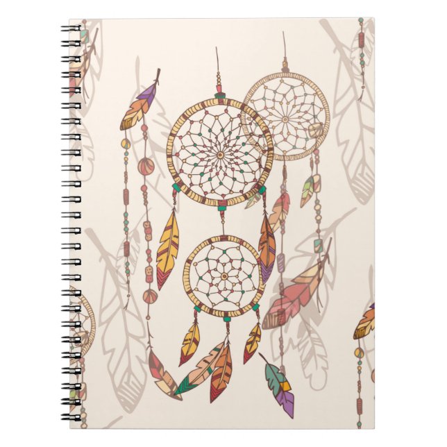 Bohemian dream catcher with beads and feathers, se notebook (Front)