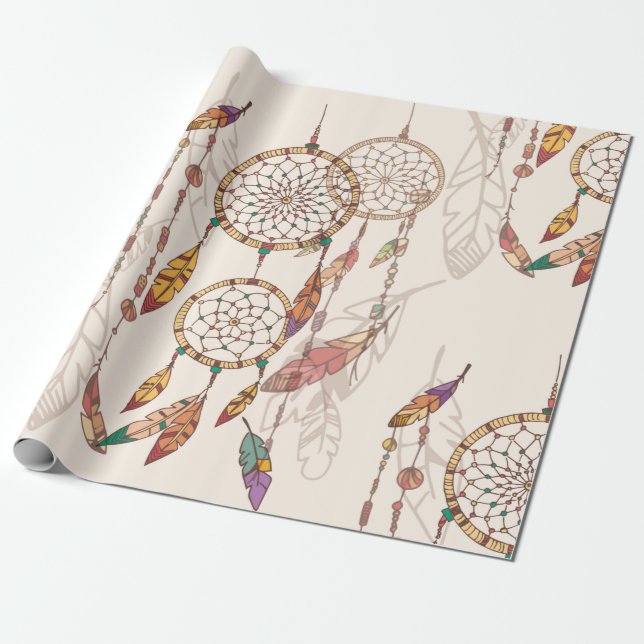 Bohemian dream catcher with beads and feathers, se wrapping paper (Unrolled)