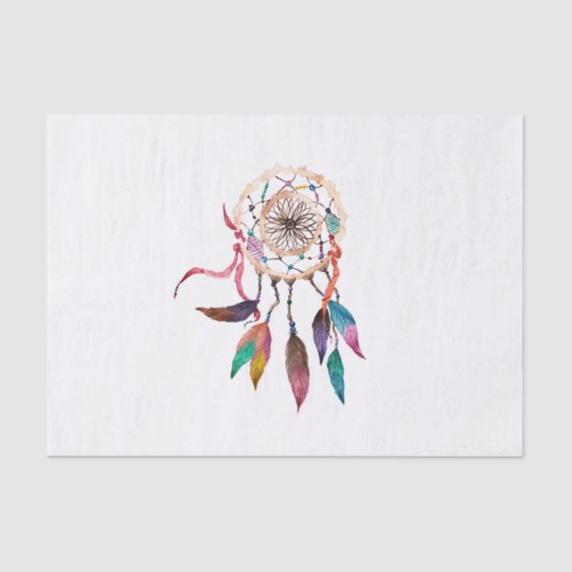 Bohemian Dreamcatcher in Vibrant Watercolor Paint Tissue Paper (Front)