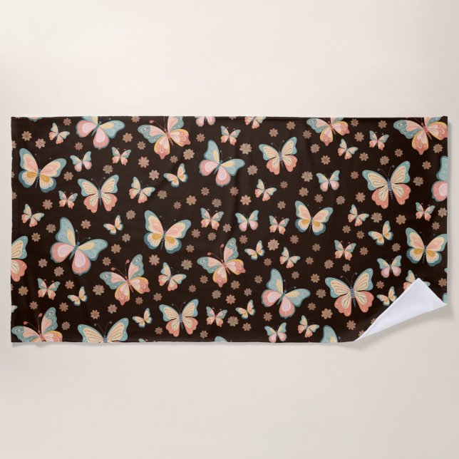 Bohemian dreams of butterflies and flowers on. beach towel (Front)