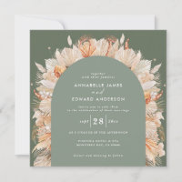 Bohemian dried botanical pampas grass sage green