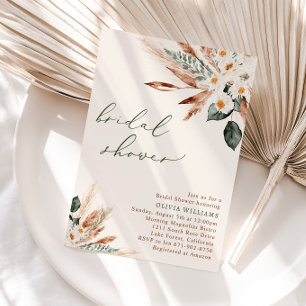 Bohemian Dried Floral Greenery Bridal Shower Invitation
