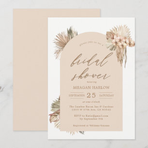 Bohemian Dried Palm Leaves Bridal Shower Invitatio Invitation