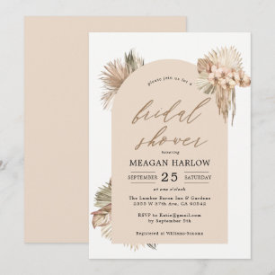 Bohemian Dried Palm Leaves Bridal Shower Invitation