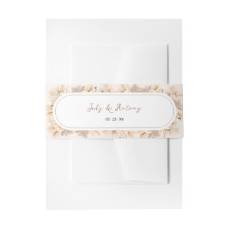Bohemian Dried Pampas Oval Arch Wedding Invitation Belly Band