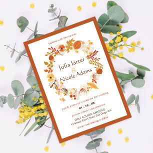 Bohemian Dried Rustic Floral Autumn Fall Wedding Invitation
