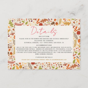 Bohemian Dried Rustic Floral Autumn Falls Wedding Enclosure Card
