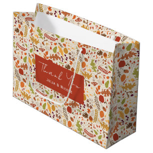 Bohemian Dried Rustic Floral Autumn Falls Wedding Large Gift Bag