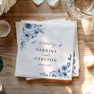 Bohemian Dusty Blue Floral Wedding Napkin