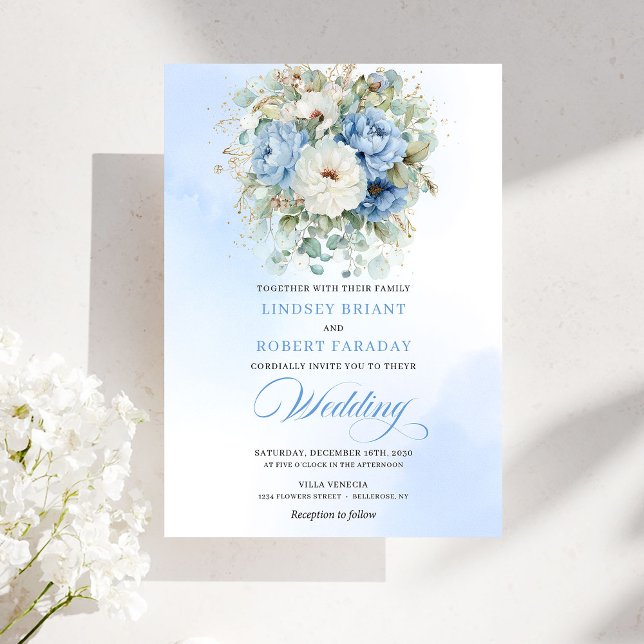 Bohemian Dusty Blue Peony Eucalyptus Wedding Invit Invitation (Bohemian Dusty Blue Peony Eucalyptus Wedding Invite

)