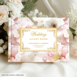 Bohemian Dusty Pink Gold Watercolor Guest Book