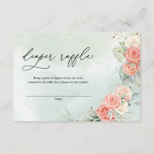 Bohemian Dusty Rose Greenery Wreath Diper Raffle Enclosure Card