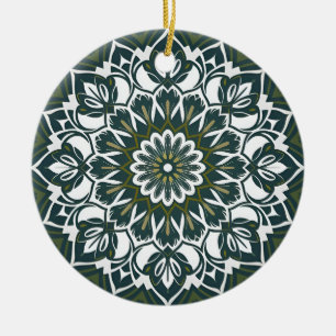 Bohemian Eclectic Style Green Mandala Ceramic Tree Decoration