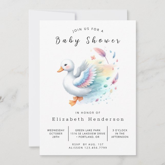 Bohemian Editable Duck Baby Shower  Invitation (Front)