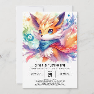 Bohemian Editable Fox Birthday Invitation