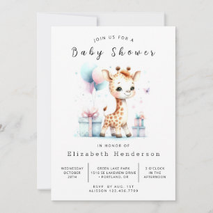 Bohemian Editable Giraffe Baby Shower Invitation
