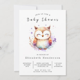 Bohemian Editable Owl Baby Shower Invitation