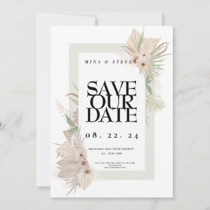 Bohemian elegance greenery floral wedding save the date