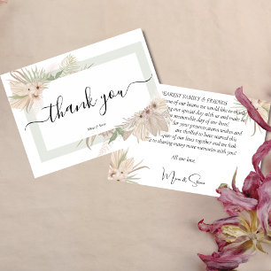 Bohemian elegance greenery floral wedding  thank you card