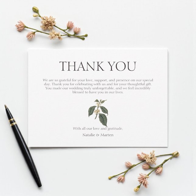 Bohemian Elegance Rustic Winter Coffee Plant Thank You Card (Creator Uploaded)