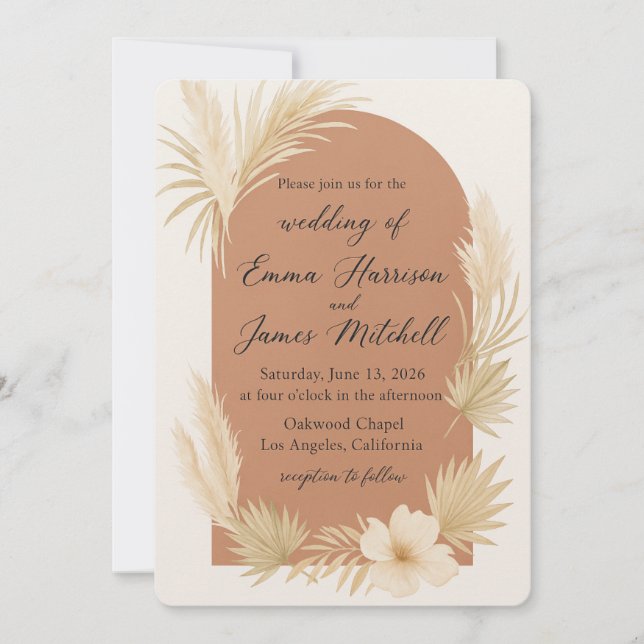 Bohemian Elegance Wedding Invitation (Front)