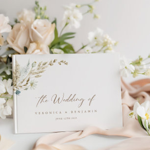 Bohemian Elegant Dried Meadow Grass Guest Book