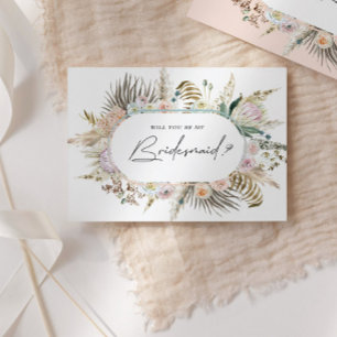 Bohemian Elegant Floral Bridesmaid Invitation Post Postcard