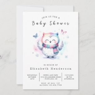 Bohemian Elegant Owl Baby Shower Invitation