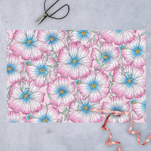 Bohemian Elegant Pastel Pink Blue Flowers Tissue Paper