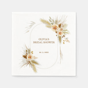 Bohemian elegat pampas grass bridal shower napkin