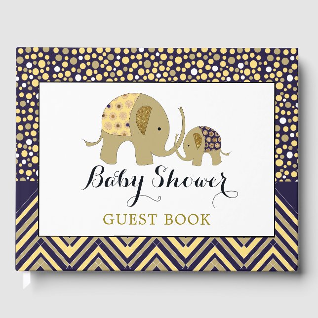 Bohemian Elephant and Chevron Baby Shower Guest Book (Front)