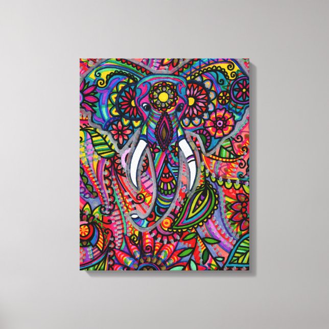 Bohemian Elephant Painting Canvas Print (Front)