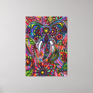 Bohemian Elephant Painting Canvas Print
