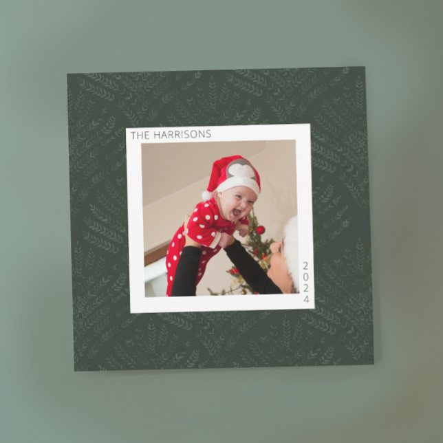 Bohemian Evergreen Fern Modern Minimalist Holiday Card (Creator Uploaded)