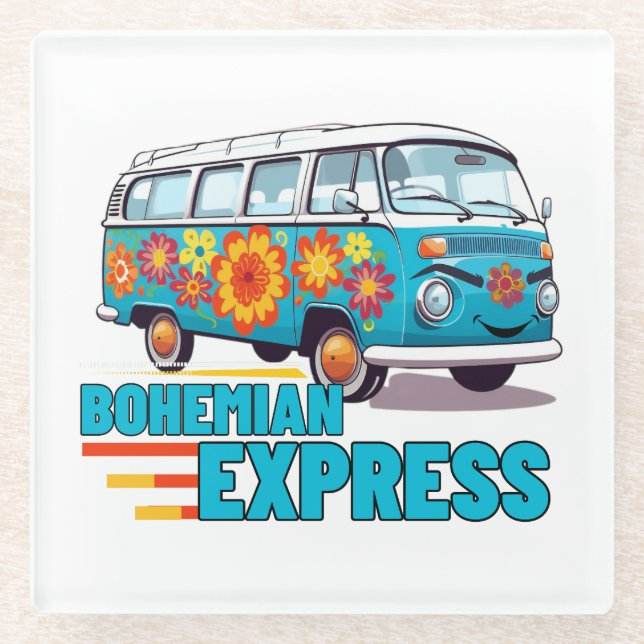 Bohemian Express.w-min Glass Coaster (Front)