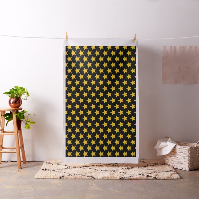 Bohemian Fabric Modern Boho Yellow Gold Star Black (In Situ)