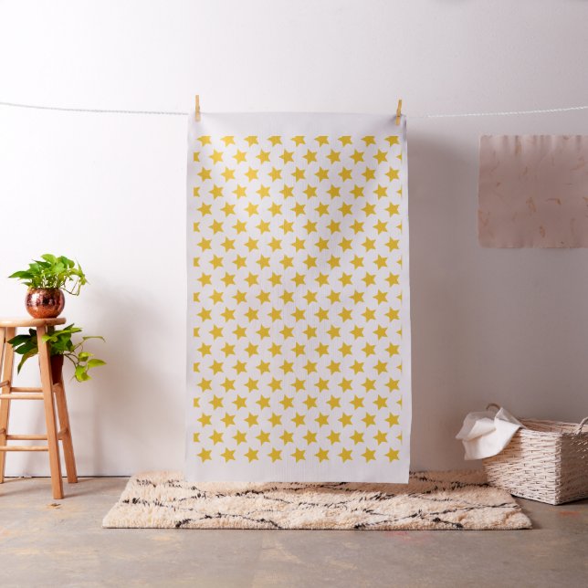Bohemian Fabric Modern Boho Yellow Gold Star White (In Situ)