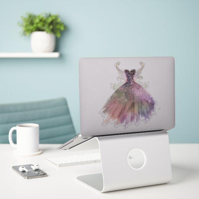 Bohemian Fairy Ball Gown | Muted Ombre Wine Sheen (Laptop On Desk)