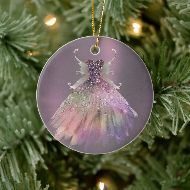 Bohemian Fairy Ball Gown | Muted Ombre Wine Sheen Ceramic Tree Decoration (Tree)