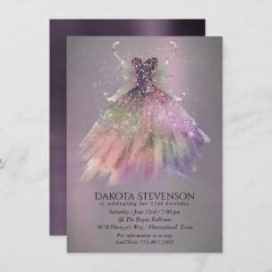 Bohemian Fairy Ball Gown   Muted Ombre Wine Sheen Invitation