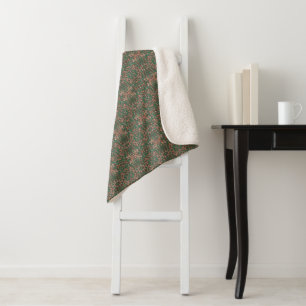 Bohemian Fall Leaf Greenery Seamless Pattern Sherpa Blanket