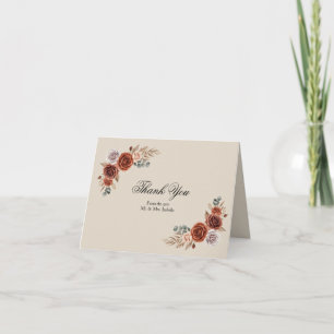 Bohemian Fall Pampas Grass Floral Wedding  Thank You Card