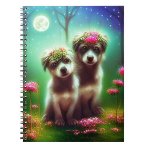 Bohemian fantasy puppies notebook