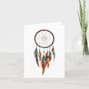 Bohemian Feather Dreamcatcher Greetings Card