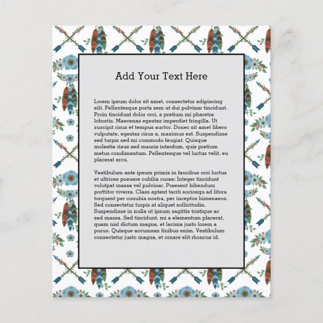 Bohemian Feathers Dreamcatcher Blue Flowers Arrows Flyer (Front)