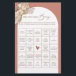 Bohemian find the guest bingo bridal shower game f flyer<br><div class="desc">Designed to coordinate with our Boho Terracotta Pampas Grass Collection, this bohemian style find the guest bingo bridal shower game features the trendy & popular arch in terracotta hues. For more advanced customisation of this design, e.g. changing layout, font or text size please click the "CUSTOMIZE" button above. Please contact...</div>