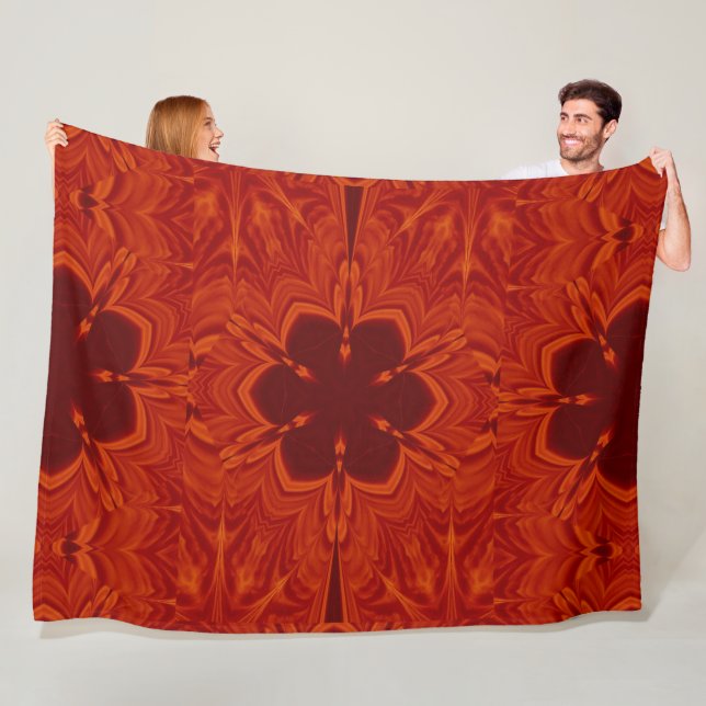Bohemian Fire Flowers 61 Fleece Blanket (In Situ)