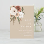 Bohemian Floral Beige Wedding Invitation (Standing Front)